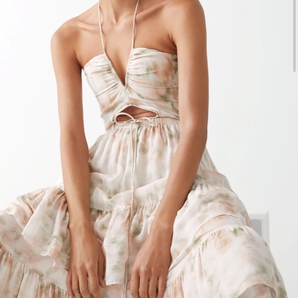 Frilled Halter Floral Midi Dress - Picture 4 of 5